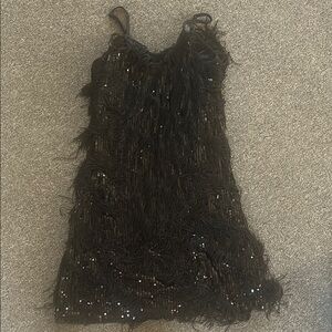 Black Fringe Sequin Dress